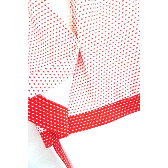 GAY GIBSON Vintage 1960s Polka Dot Swiss Dot Wrap Tie V-Neck Crop Top Blouse S - Picture 8 of 10
